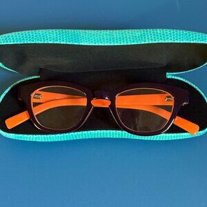 Eyebobs Reading Glasses 2267 75 Geek Girl, +2 Magnification, Black on Orange